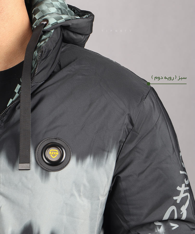                                                                                                                                                       کرم طوسی مشکی سبز زمستانه کاپشن 0116  - تصویر 8