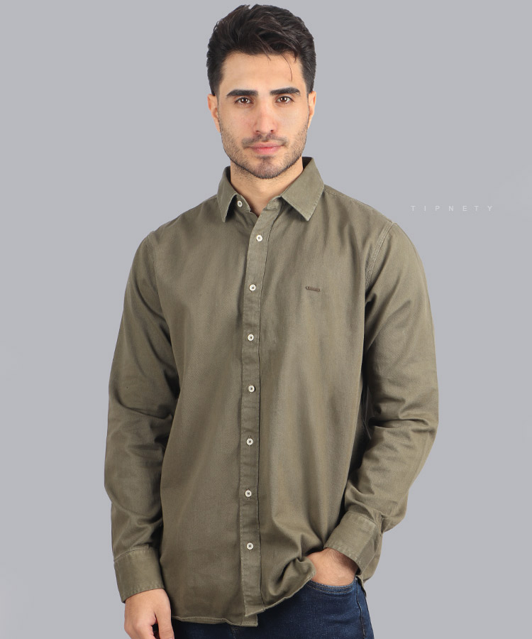                                                                                                                                                                                                                                                                                                                                                                               پیراهن آستین بلند فیت 5220 زیتونی استخوانی صدری طوسی نفتی یشمی کرم تیره پاییزه پیراهن 5220  - تصویر 3