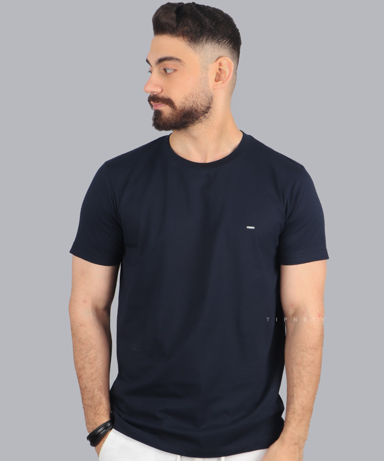 تیشرت ساده سورمه ای مردانه برند تیپ نتی 9138