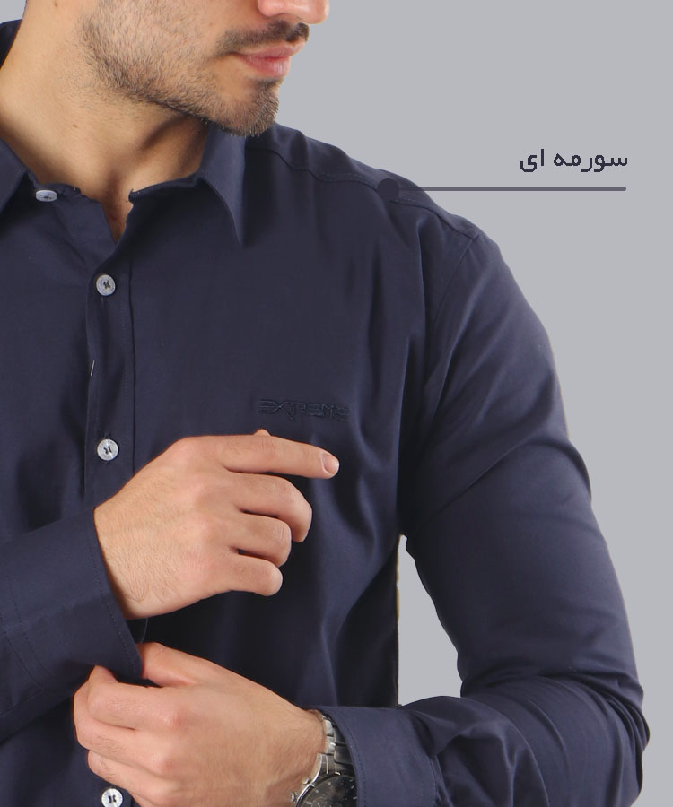                                                                                                                                                                                                             طوسی تیره سورمه ای آبی روشن طوسی روشن سفید لجنی پیراهن آستین بلند فیت 0671  - تصویر 9