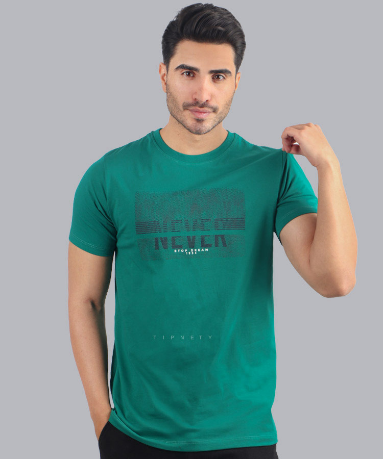             مشکی نفتی سبز سفید طوسی   تیشرت چاپی 1615  - تصویر 3