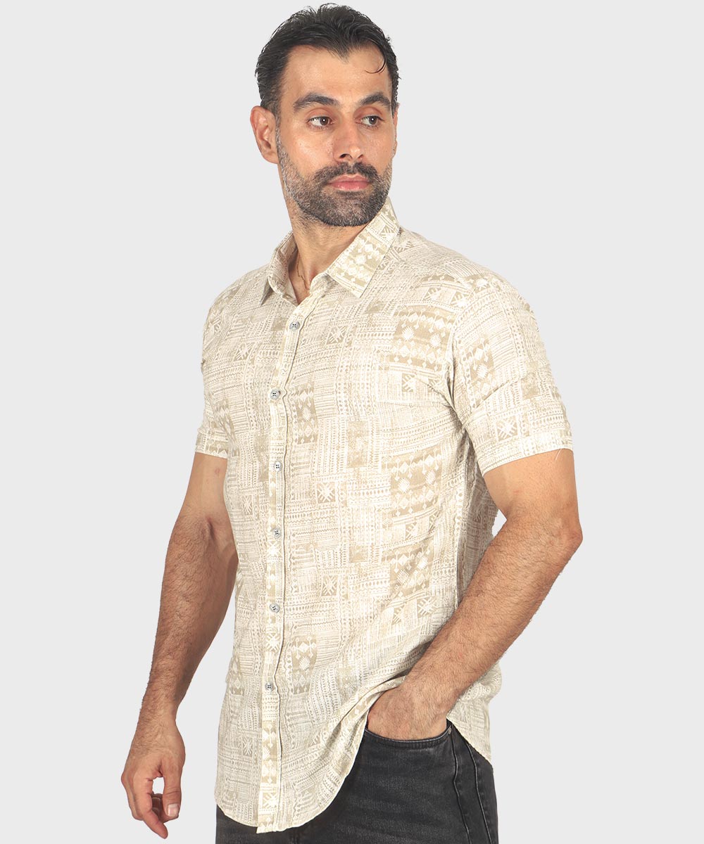     خاکی پیراهن آستین کوتاه فیت 0952  - تصویر 5