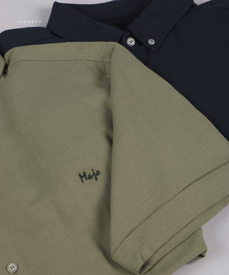                                     کرم سفید دودی سورمه ای سبز پیراهن آستین کوتاه کلاسیک 4451  - تصویر 3