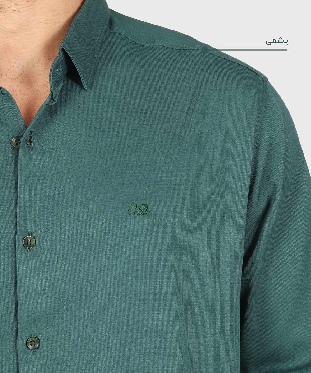                                                                   یشمی لجنی طوسی تیره نفتی خاکی مشکی سفید فیروزه ای طوسی روشن سورمه ای پیراهن آستین بلند فیت 0126  - تصویر 5