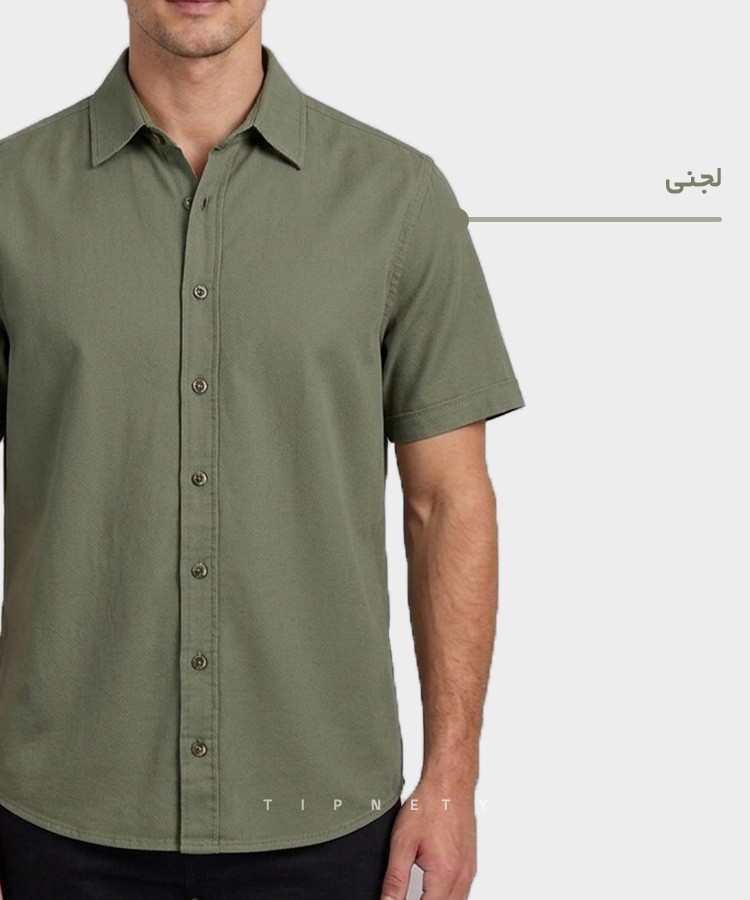             مشکی آبی روشن لجنی سبز کرم پیراهن آستین کوتاه کلاسیک 5441 