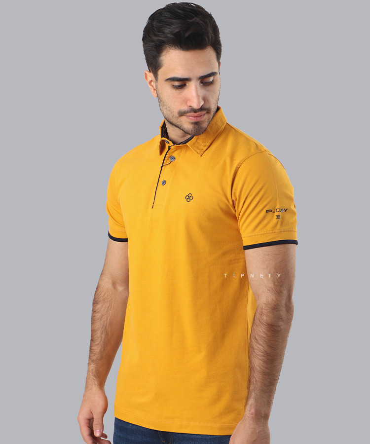                                                                                           خردلی زرد آجری لیمویی تیشرت یقه دار 6203  - تصویر 6