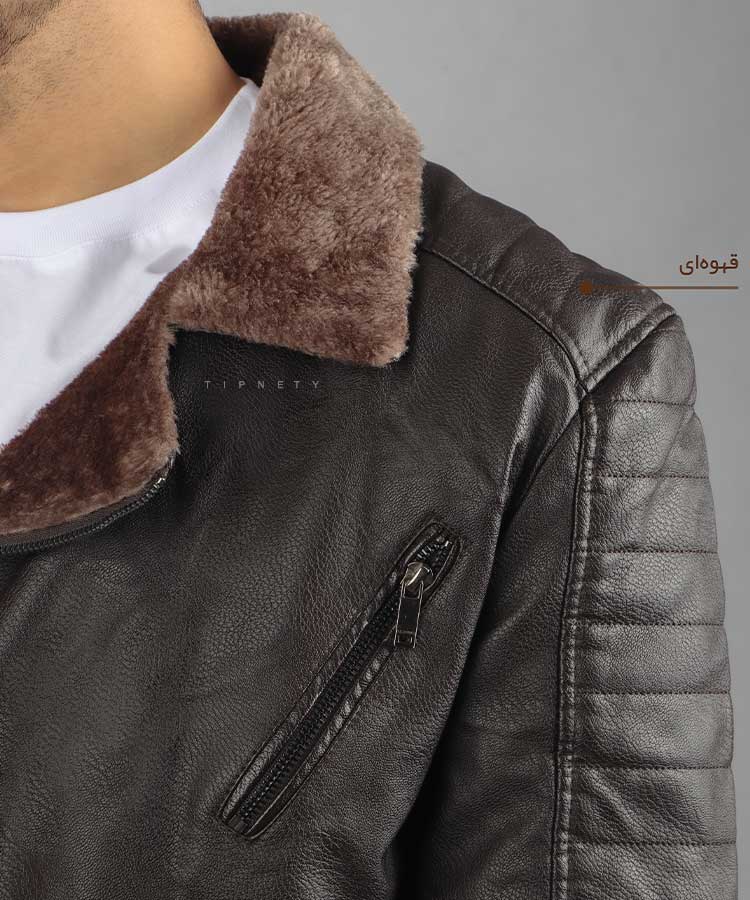                                                                                                                 عسلی قهوه ای مشکی زمستانه کت چرم 2265  - تصویر 4